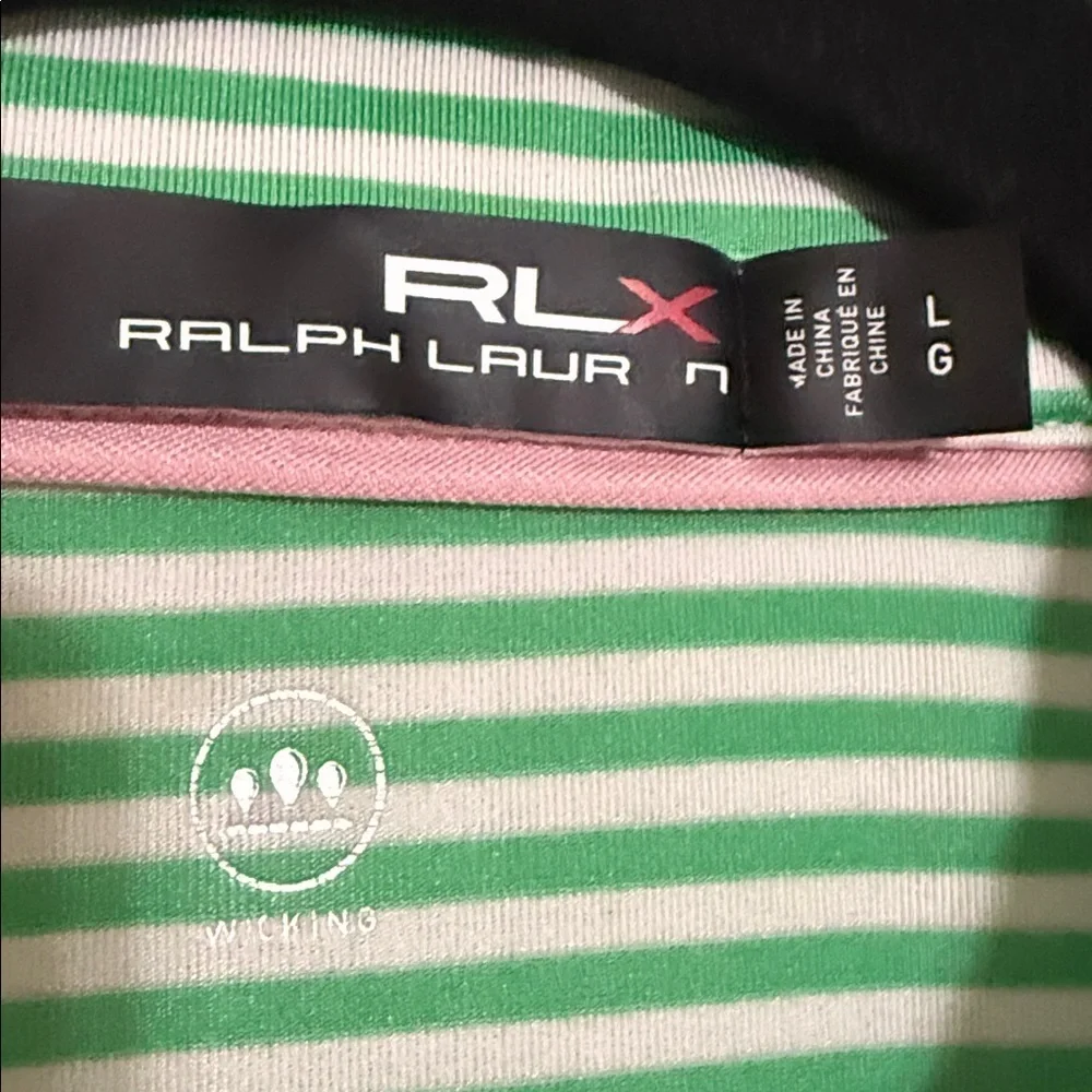 RLX Ralf Lauren Green Striped Men's Polo Shirt L golf perfect casual vacation
